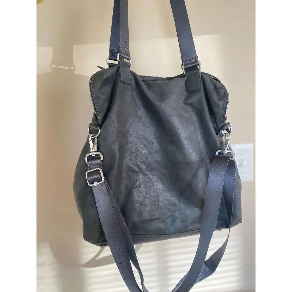 Kipling Camryn Laptop Bag Large Metallic Gray Handbag Travel Work Casual